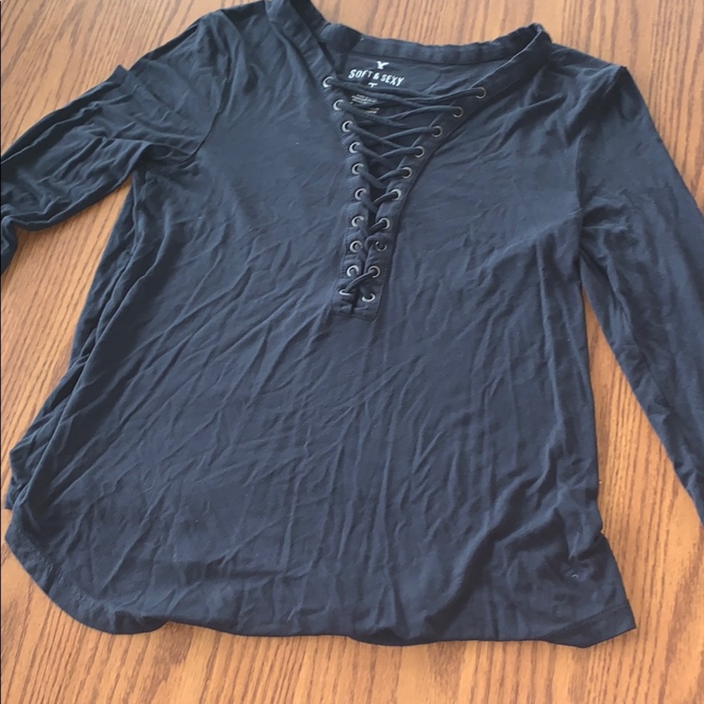 Black cris cross shirt soft and sexy